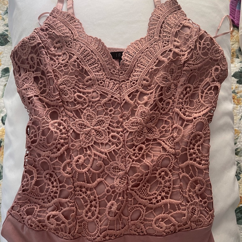 rose pink lace bodysuit